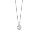 Luca Barra - Collana Donna Acciaio - Cristalli Bianchi - Zircone Rosa