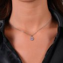 Luca Barra - Collana Donna Acciaio - Cristalli Bianchi - Zircone Rosa
