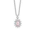 Luca Barra - Collana Donna Acciaio - Cristalli Bianchi - Zircone Rosa