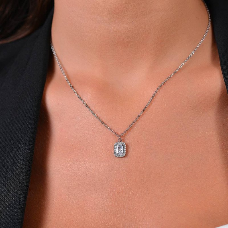Luca Barra - Collana Donna Acciaio - Cristalli - Zircone