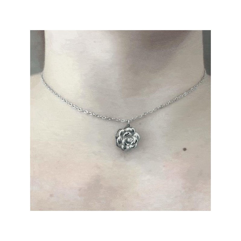 Luca Barra - Collana Donna Rosa Girevole - Acciaio - Cristallo Bianco
