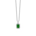 Luca Barra - Collana Donna Acciaio - Cristalli Bianchi - Zircone Verde
