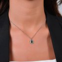 Luca Barra - Collana Donna Acciaio - Cristalli Bianchi - Zircone Verde