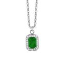 Luca Barra - Collana Donna Acciaio - Cristalli Bianchi - Zircone Verde