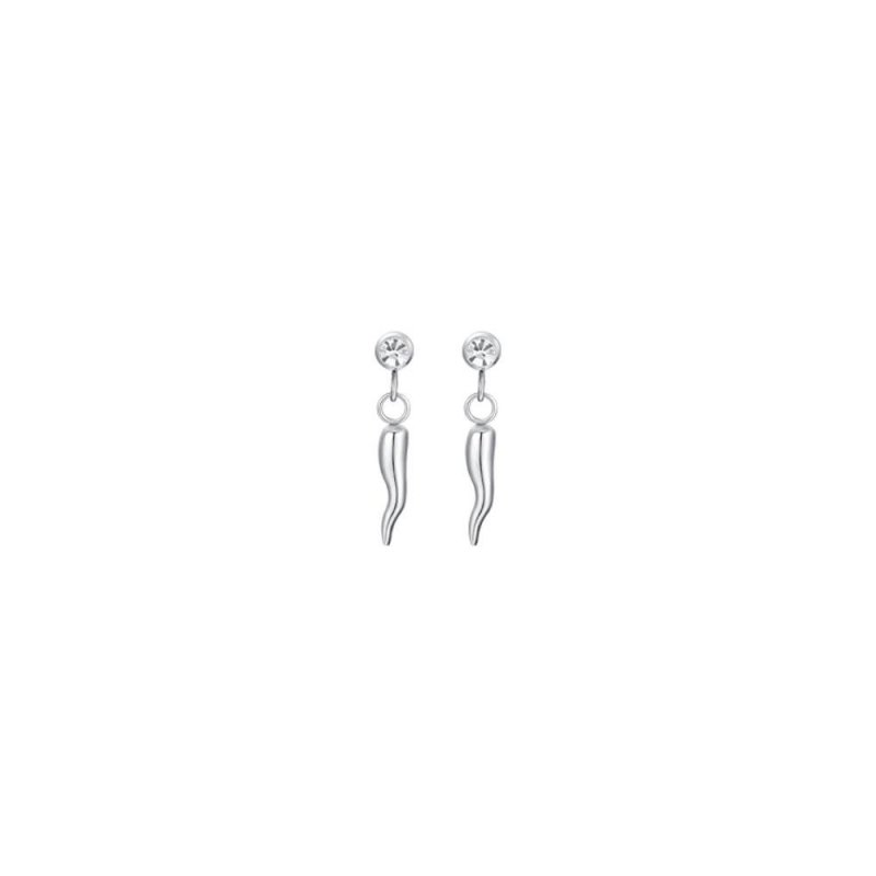 Luca Barra - Orecchini Donna - Acciaio - Corno E Zircone Bianco