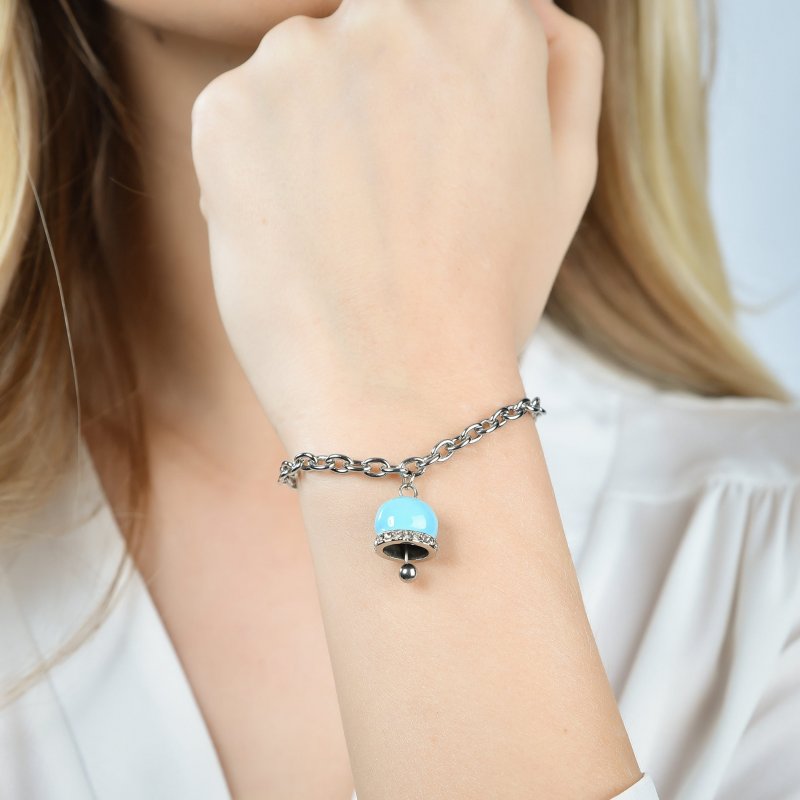 Luca Barra - Bracciale Donna Acciaio - Smalto Turchese - Cristalli