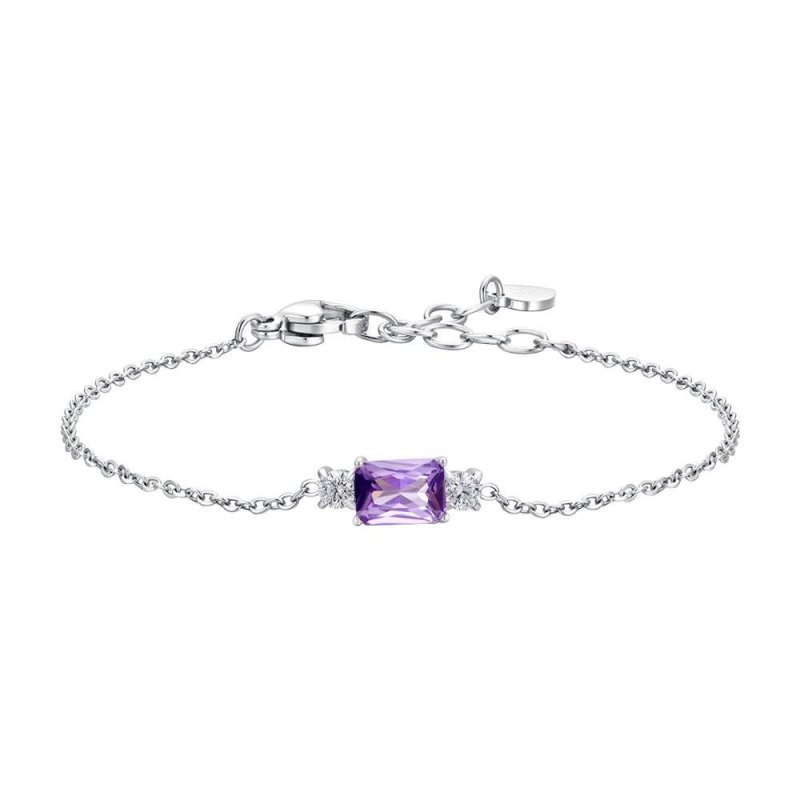 Luca Barra - Bracciale Donna Acciaio - Zirconi Viola - Zirconi Bianchi