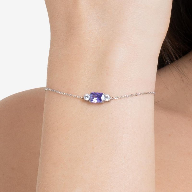 Luca Barra - Bracciale Donna Acciaio - Zirconi Viola - Zirconi Bianchi
