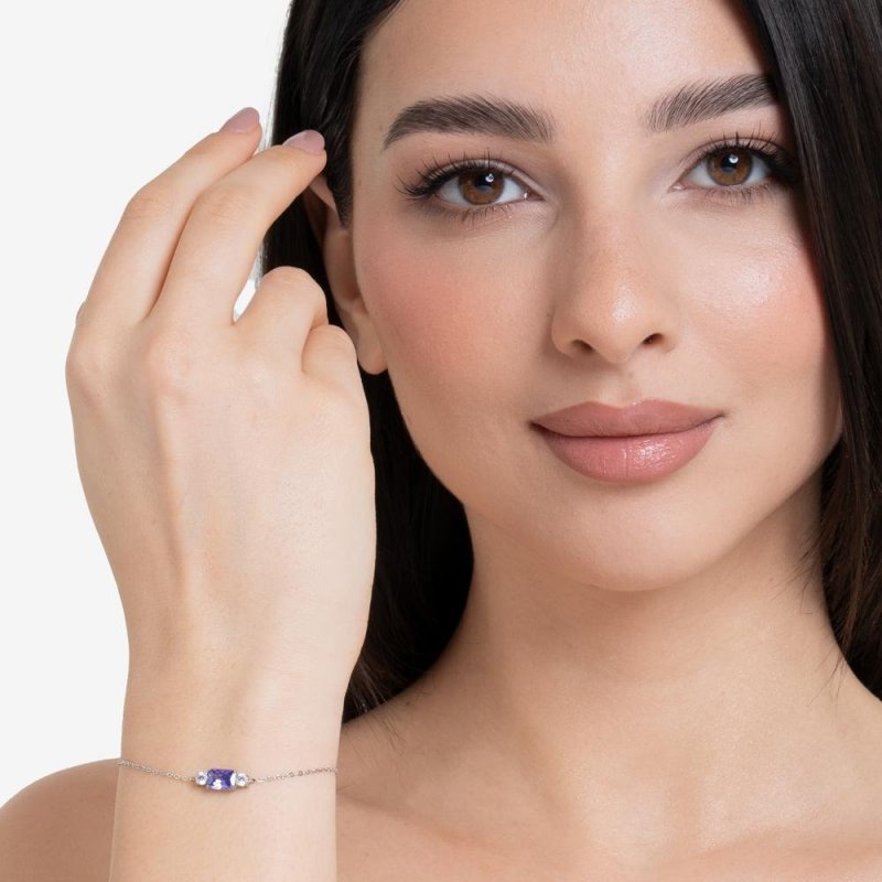 Luca Barra - Bracciale Donna Acciaio - Zirconi Viola - Zirconi Bianchi