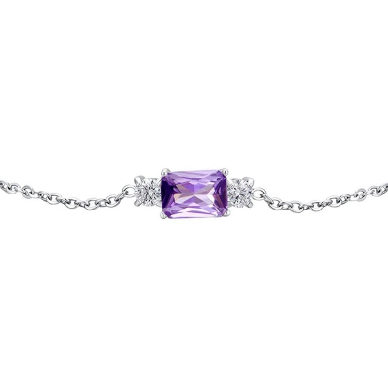 Luca Barra - Bracciale Donna Acciaio - Zirconi Viola - Zirconi Bianchi