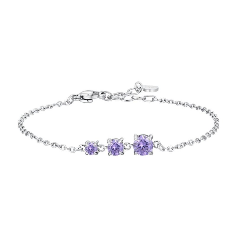 Luca Barra - Bracciale Donna Acciaio - Zirconi Viola - Elegante