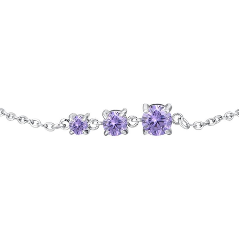 Luca Barra - Bracciale Donna Acciaio - Zirconi Viola - Elegante