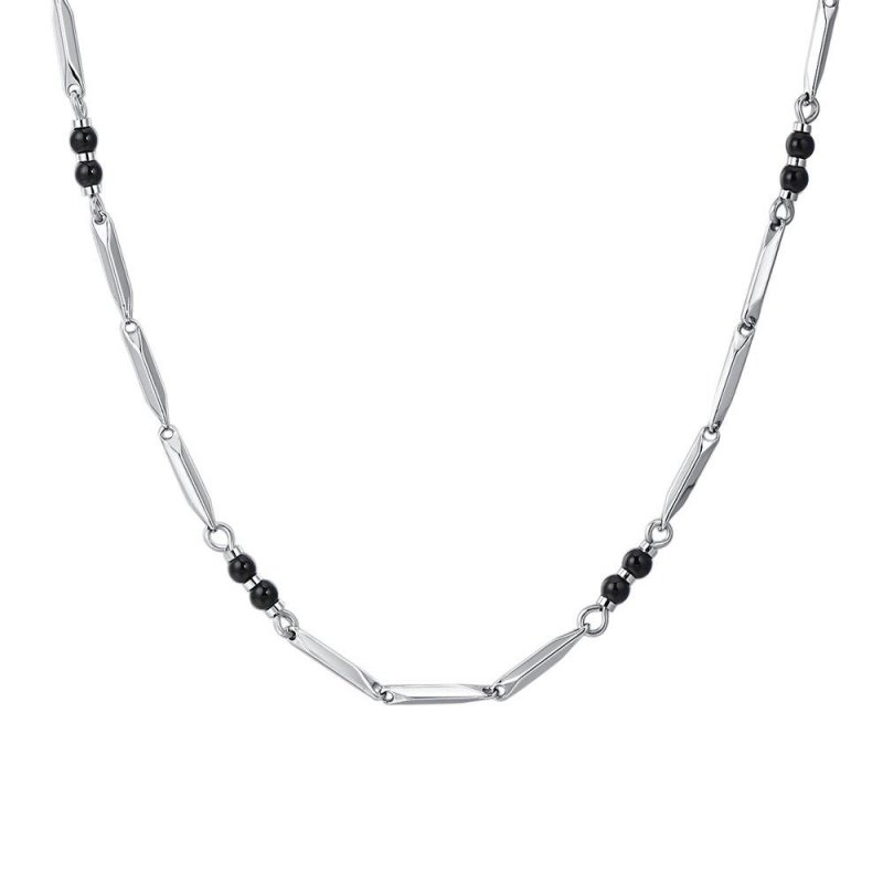 Luca Barra - Collana Uomo Acciaio - Pietre Agata - Design Elegante