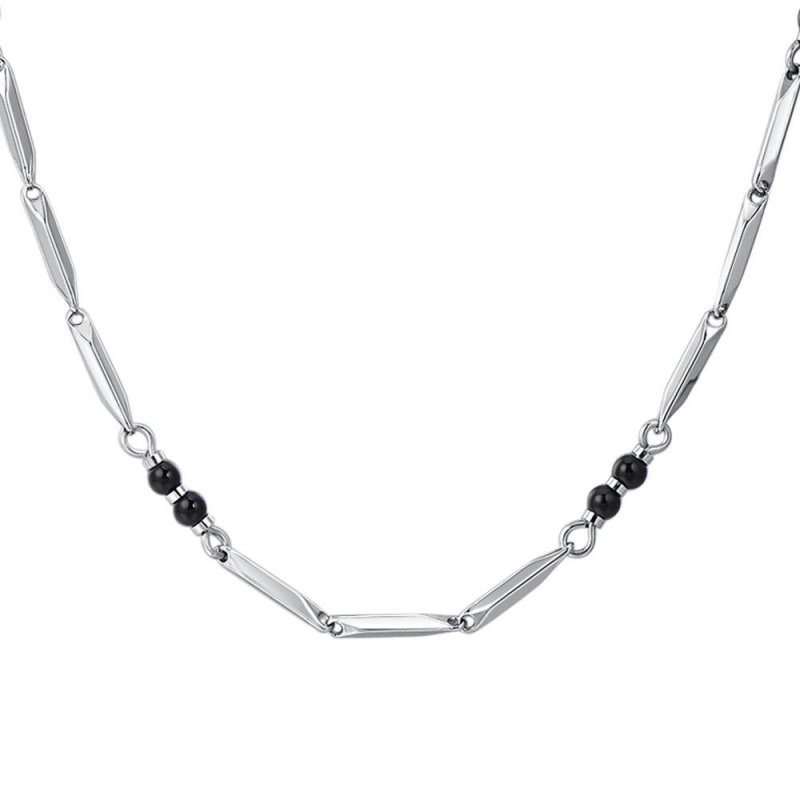 Luca Barra - Collana Uomo Acciaio - Pietre Agata - Design Elegante