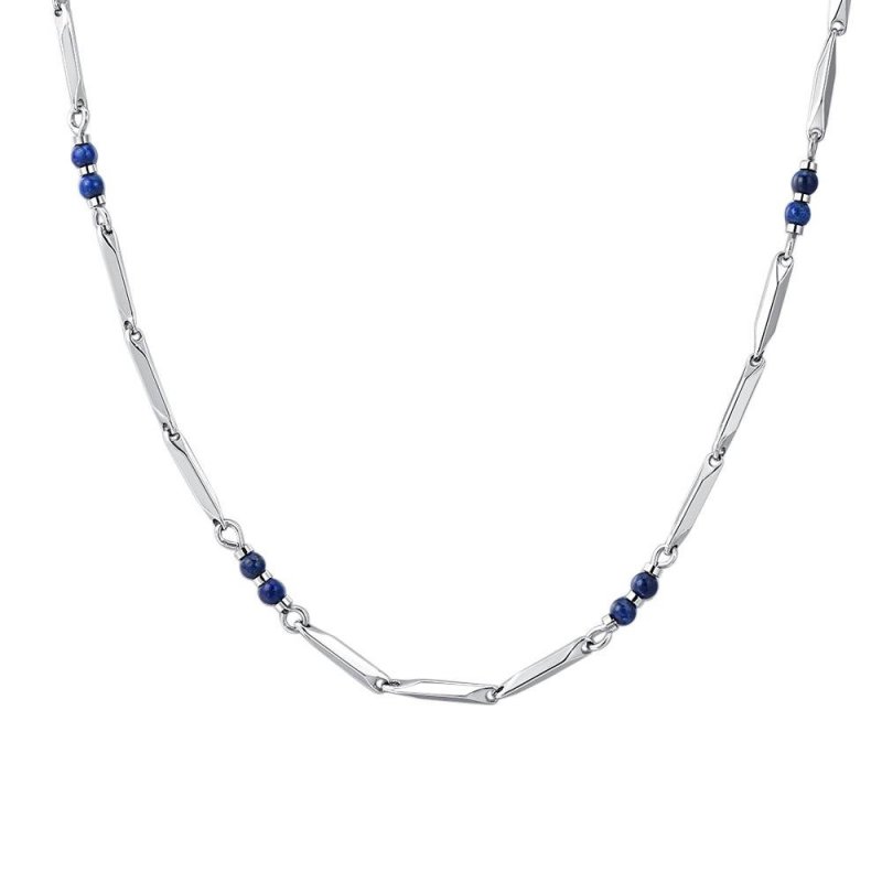 Luca Barra - Collana Uomo Acciaio - Pietre Lapis Blu