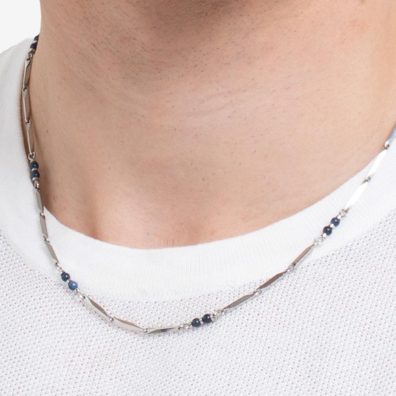 Luca Barra - Collana Uomo Acciaio - Pietre Lapis Blu