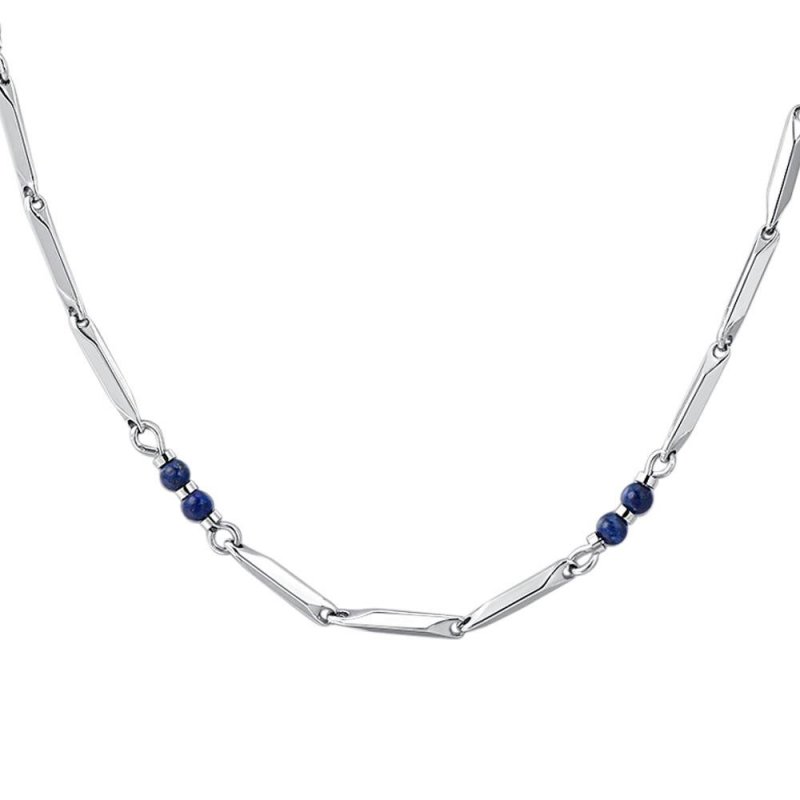 Luca Barra - Collana Uomo Acciaio - Pietre Lapis Blu