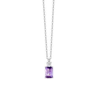 Luca Barra - Collana Donna Acciaio - Zirconi Viola - Zirconi Bianchi