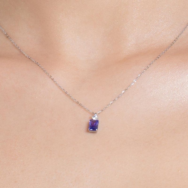 Luca Barra - Collana Donna Acciaio - Zirconi Viola - Zirconi Bianchi