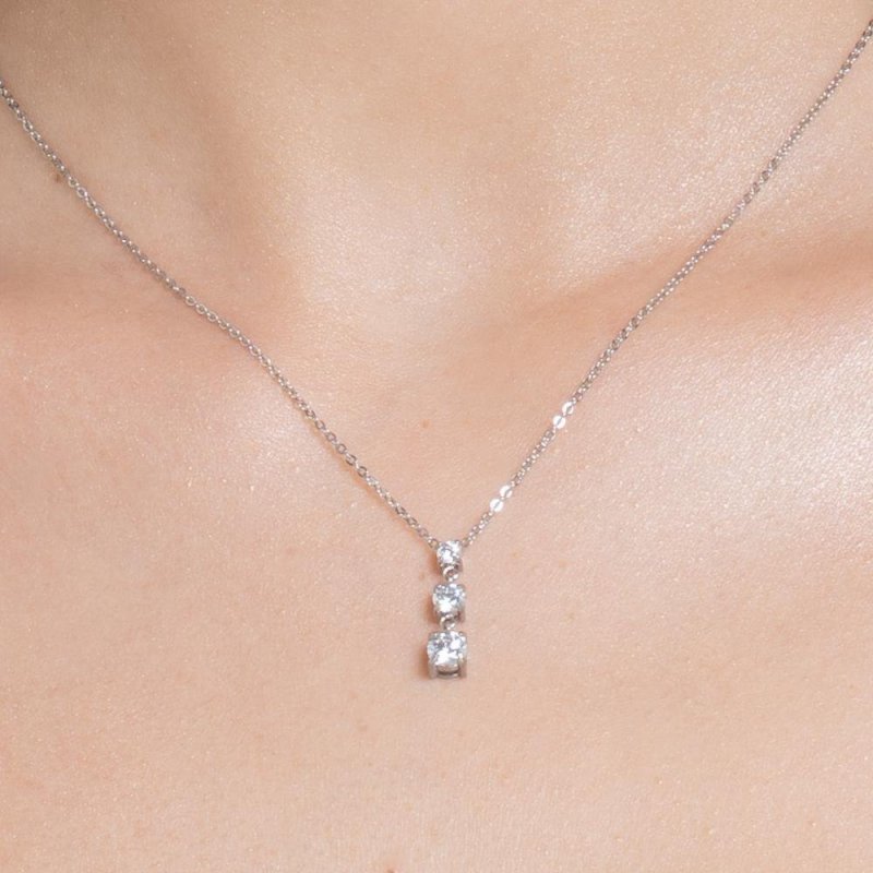 Luca Barra - Collana Donna Acciaio - Zirconi Bianchi - Elegante