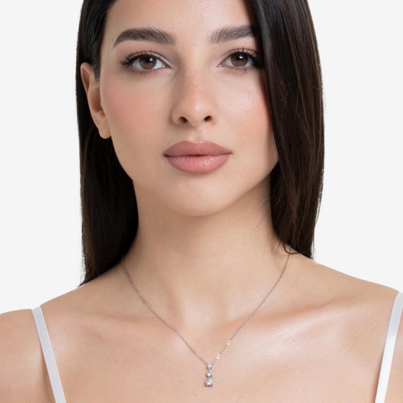 Luca Barra - Collana Donna Acciaio - Zirconi Bianchi - Elegante