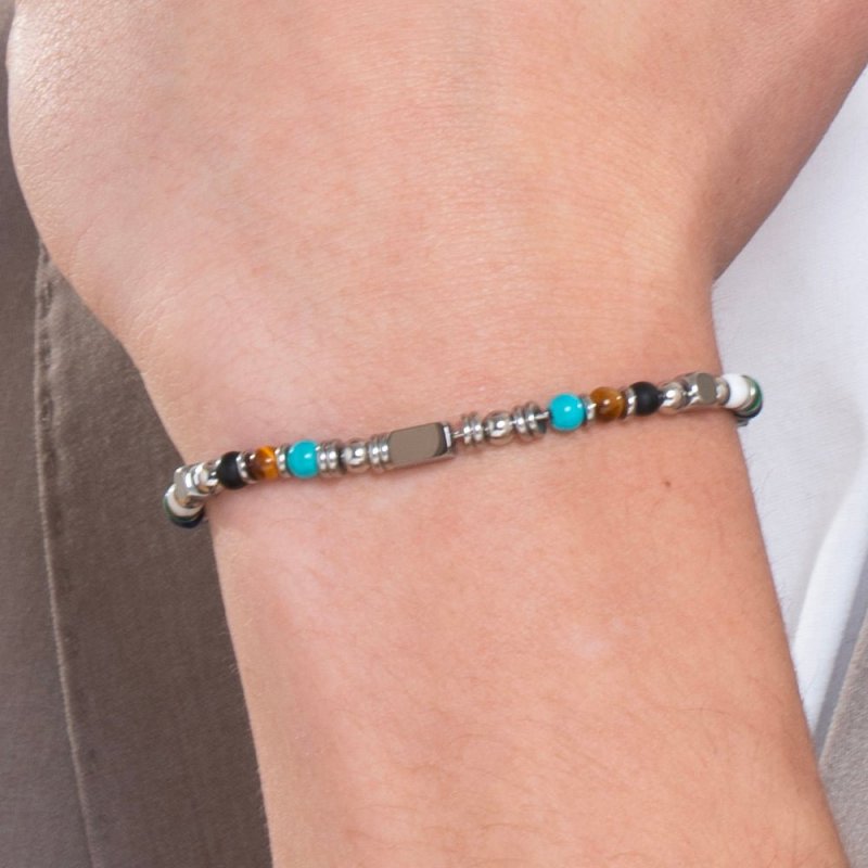 Luca Barra - Bracciale Uomo Acciaio - Occhio Di Tigre