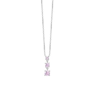 Luca Barra - Collana Donna Acciaio - Zirconi Rosa - Stile Elegante