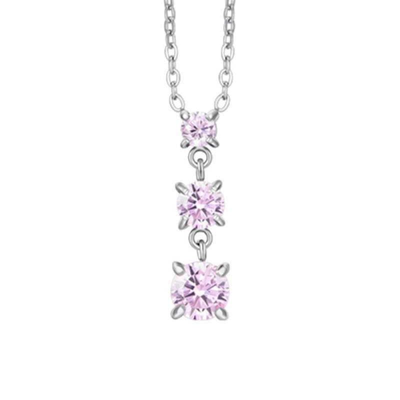 Luca Barra - Collana Donna Acciaio - Zirconi Rosa - Stile Elegante