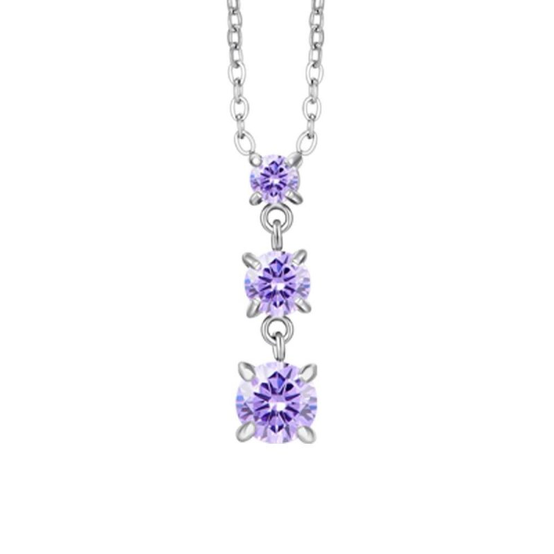 Luca Barra - Collana Donna Acciaio - Zirconi Viola - Elegante