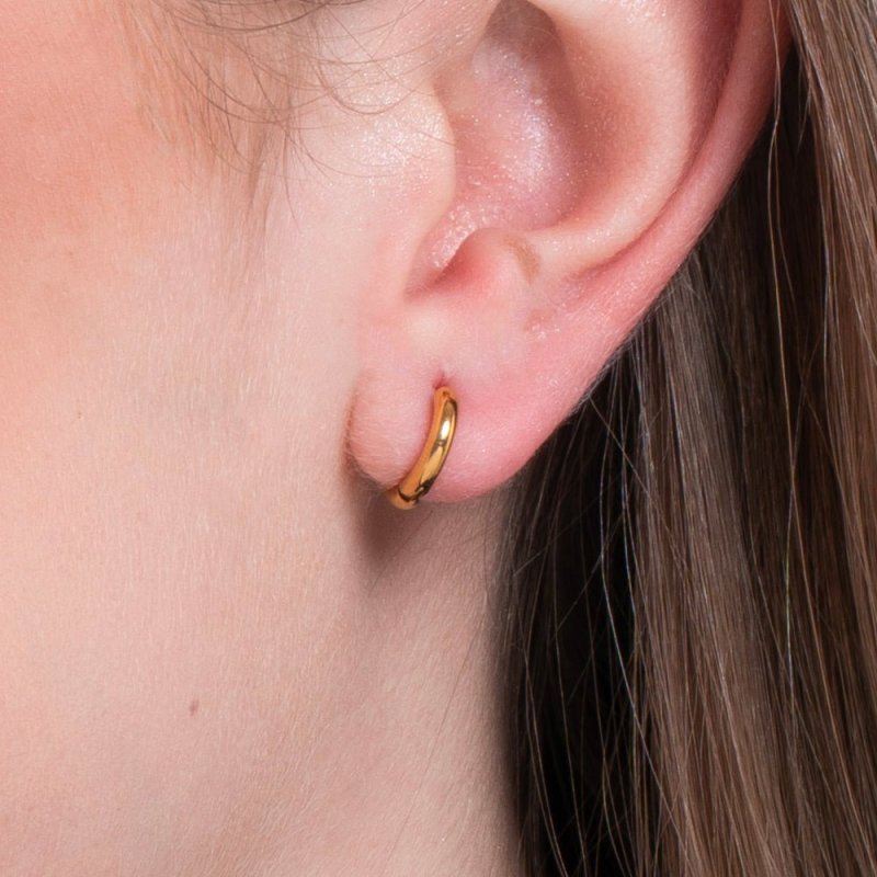 Luca Barra - Orecchini Cerchio Donna - Acciaio Dorato - 10Mm