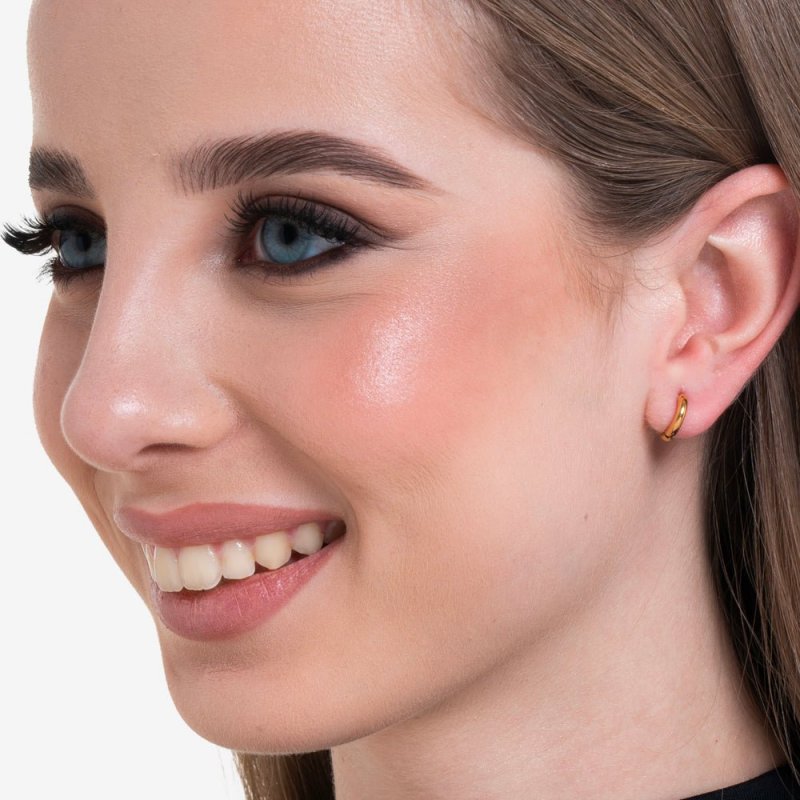 Luca Barra - Orecchini Cerchio Donna - Acciaio Dorato - 10Mm