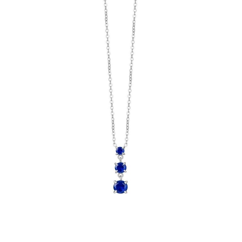 Luca Barra - Collana Donna Acciaio - Zirconi Blu - Eleganza