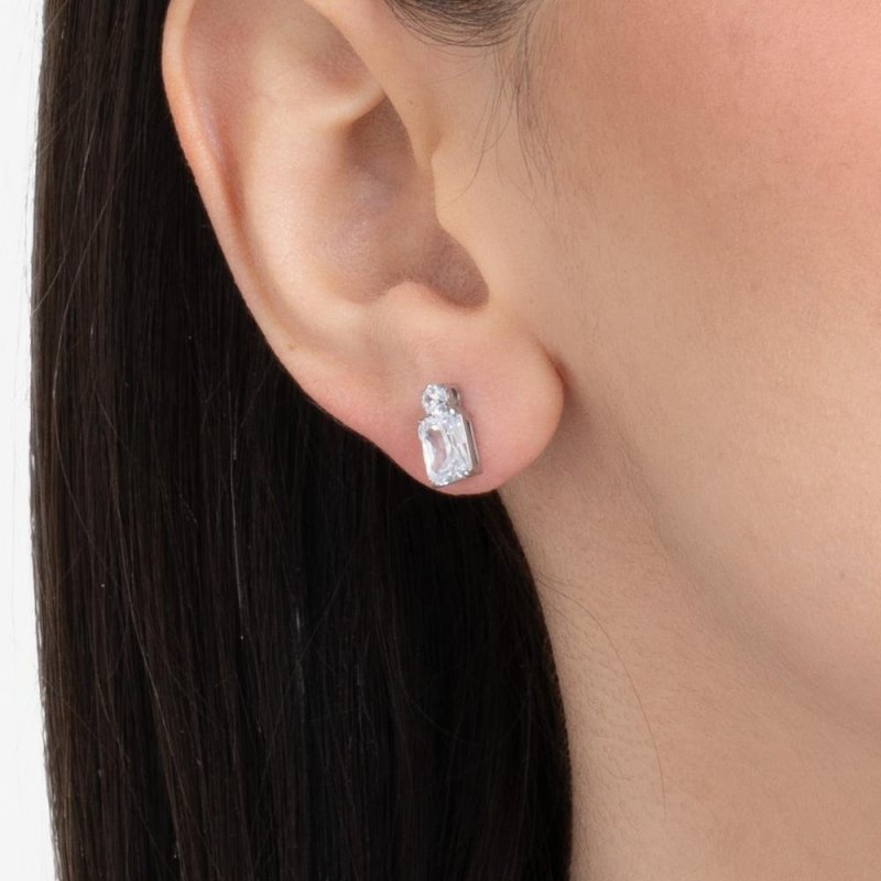 Luca Barra - Orecchini Donna Acciaio - Zirconi Bianchi - 10Mm