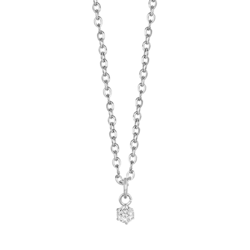 Luca Barra - Collana Punto Luce Donna - Acciaio - Cristallo Bianco