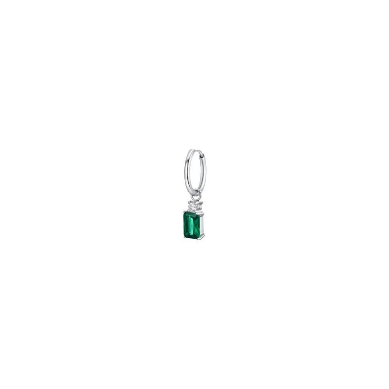 Luca Barra - Mono Orecchini Donna - Acciaio - Zirconi Verde E Bianchi