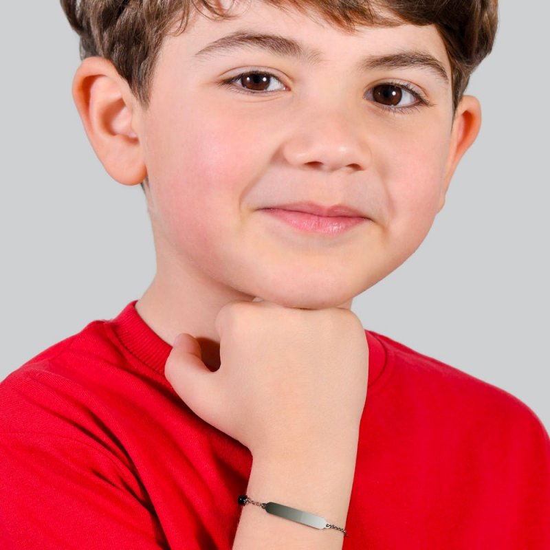 Luca Barra - Bracciale Bambino - Acciaio - Pietre Bianche E Nere
