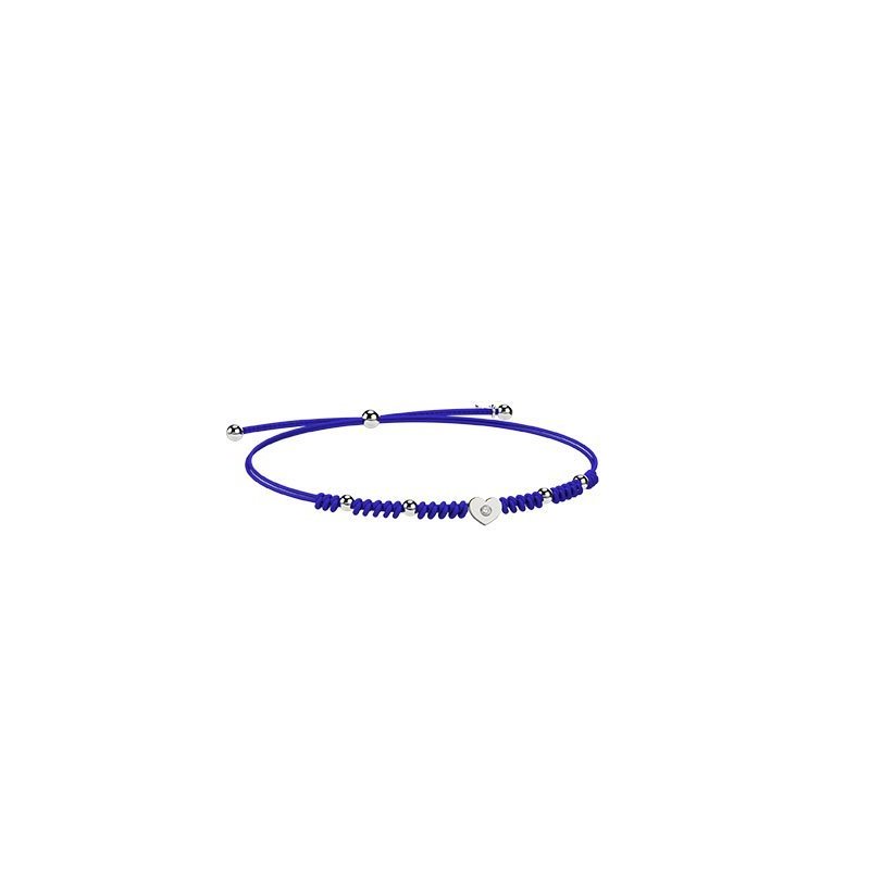 Nanan - Bracciale Cordino Cuore - Argento 925 - Blu Bambina