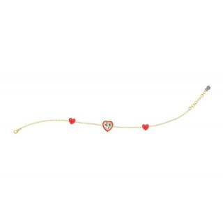 Nanan - Bracciale Cuori Rossi - Argento 925 - Pietra Brillante