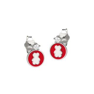 Nanan - Orecchino Cerchio Orso - Argento 925 - Rosso Valentino