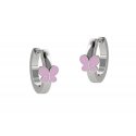 Nanan - Orecchino Cerchio Farfalla - Argento 925 - Smaltato Rosa
