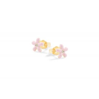 Nanan - Orecchini Margherite Rosa - Argento 925 - Placcato Oro