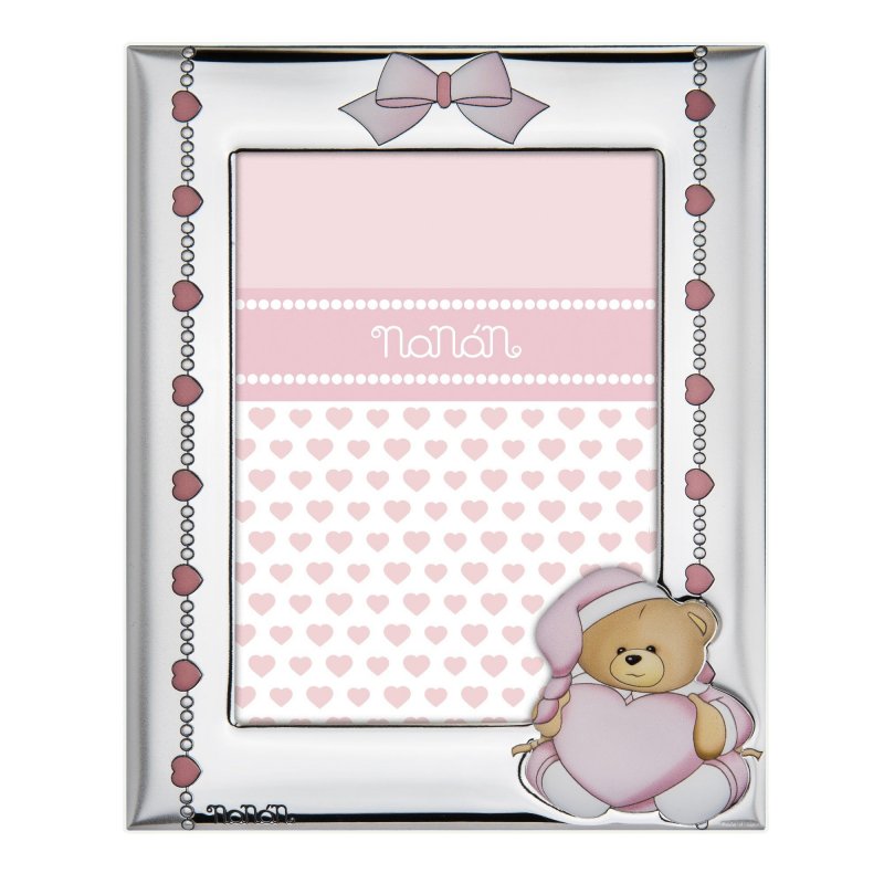 Nanan - Cornice Argento Puccio Rosa - Argento - 180X130Mm