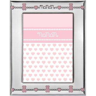 Nanan - Portafoto Orsetti Rosa - Argento Pvd - Design Raffinato