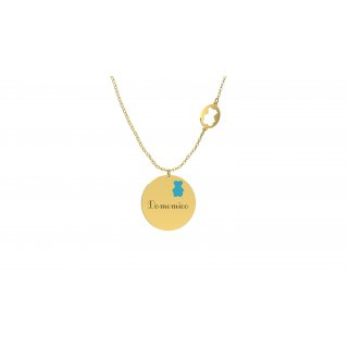 Nanan - Pendente Orsetto Azzurro - Oro 9Kt - Personalizzabile