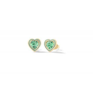 Nanan - Orecchini Cuore Brillante Acqua - Argento 925 - Oro 18Kt