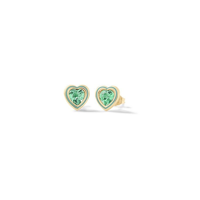 Nanan - Orecchini Cuore Brillante Acqua - Argento 925 - Oro 18Kt