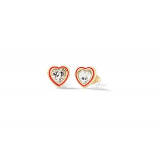 Nanan - Orecchini Cuore Brillante - Argento 925 - Oro 18Kt