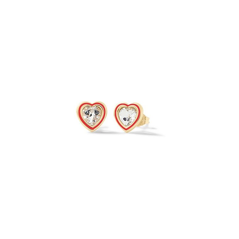 Nanan - Orecchini Cuore Brillante - Argento 925 - Oro 18Kt