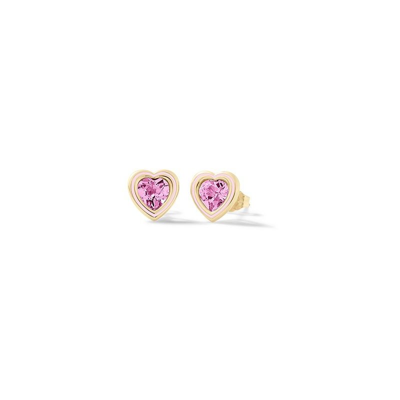 Nanan - Orecchini Cuore Brillante Rosa - Argento 925 - Oro 18Kt