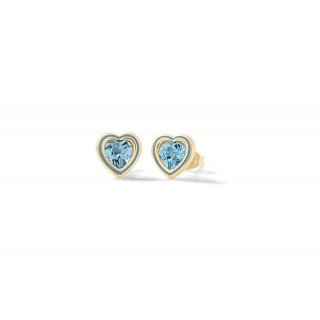 Nanan - Orecchini Cuore Brillante Azzurro - Argento 925 - Placcato Oro